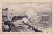 Restaurant Poster Blowing Down Vlissingen Storm Boulevard Netherlands Postcard