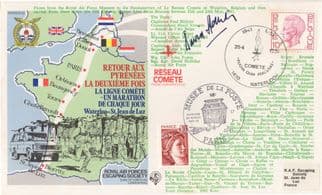 Retour Aux Pyrenees RAF Escaping Society Waterloo Flown Hand Signed FDC