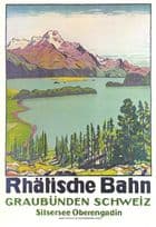 Rhatische WW1 Bahn Railway Trains Graubunden Switzerland Advertising Postcard