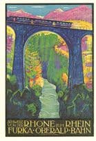 Rhone Zue Rhein Furka Oberalp Bahn Trains Swiss Advertising Postcard