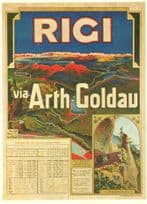 Rici Via Arth Coldau 1904 Train Timetable Switzerland Postcard