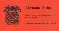 Ristorante Alpino Swiss London Marleybone Restaurant Card Ephemera Map