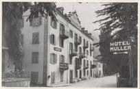 Road Signpost To Brig Hotel Muller Switzerland Postcard