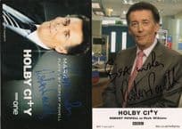 Robert Powell Holby City 2x Hand Signed Cast Card Photo s