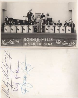 Ronnie Mills Jazz Band Live In Clacton On Sea 1955 Hand Signed Postcard