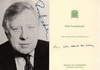 Roy Hattersley Labour MP Hand Signed Photo & House Of Commons COA
