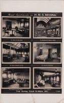 Royal Apartments on HMS Medina Interior Old Real Photo Postcard