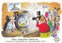 Royal Worcester Porcelain Fat Man with Camera Comic Humour Postcard