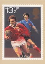 Rugby Sports Painting Running For A Try Royal Mail Stamp Ltd Postcard