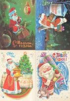 Russian Santa Claus 4x Soviet Christmas Postcard s