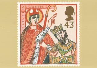 Saint Augustine Blesses The King Of Kent Columba RMPQ Stamp Postcard