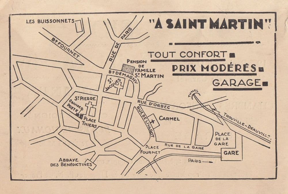 Saint Martin French Car Garage Map Old Advertising Postcard