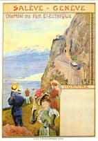 Saleve Geneve Electric Railway Switzerland Horaire 1906 Poster Postcard