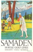 Samaden 18 Hole Golf Course Links Switzerland in 1933 Poster Postcard