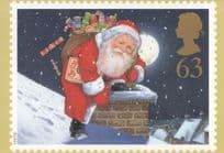 Santa Claus Rooftop Cracker Father Christmas RMPQ Stamp Postcard