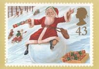 Santa Claus Snowball Cracker Father Christmas RMPQ Stamp Postcard