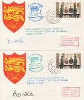 Sark Aircraft Guernsey WW2 London Gatwick 1985 2x Hand Signed RARE FDC s