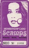 Scamps Newcastle Cinema Nightclub Rockshots 1975 Membership Ticket