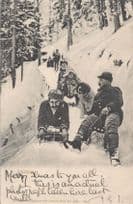 Schlitteln Schweiz Sledging Switzerland Adelboden Old Postcard