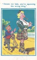 Scottish Lady Playing Recorder Musical Instrument Old Comic Humour Postcard