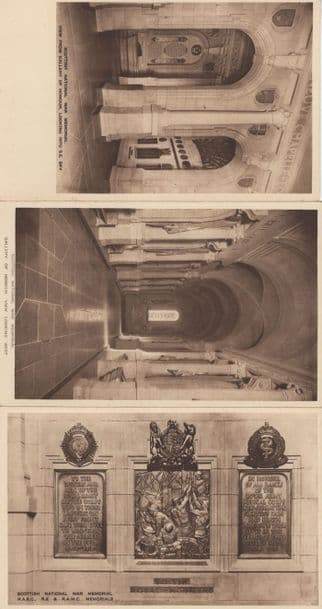 Scottish War Military Memorial 3x Old Postcard s