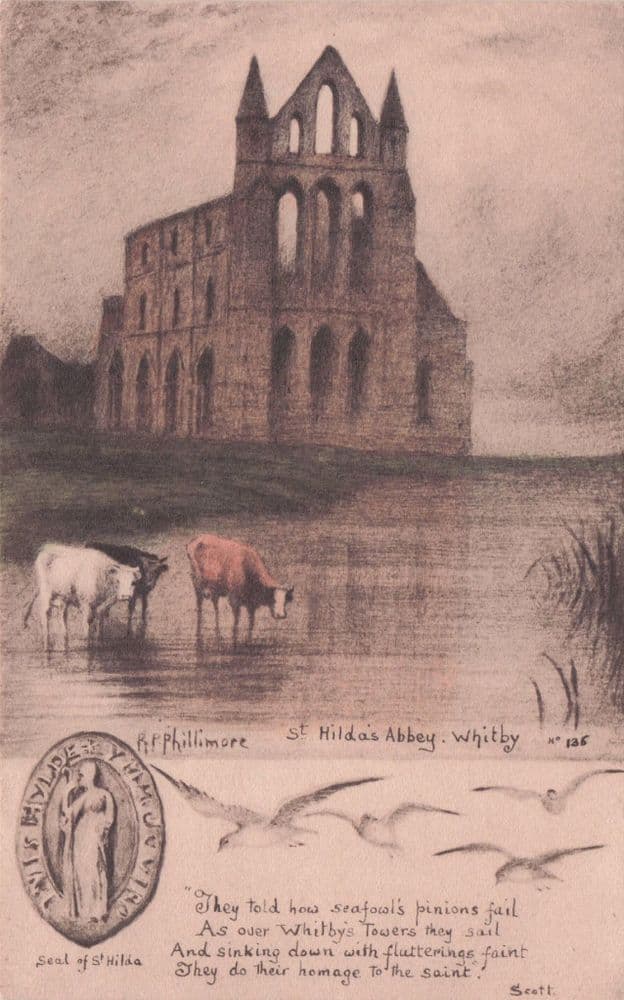 Seal Of St Saint Hilda s Abbey Whitby Yorkshire Phillimore Old Postcard