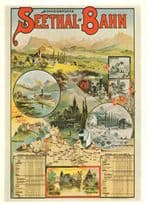 Seethal Bahn Switzerland 1898 Victorian Train Travel Timetable Postcard