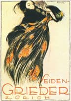 Seiden Grieder 1918 WW1 Switzerland Zurich Woman Poster Postcard