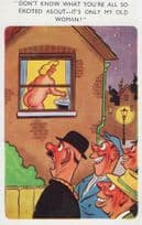 Sexy Fat Lady Taking A Bath Bathing Voyeur Old Comic Postcard