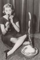 Sexy Female Snake Charmer With Phallic Sausages Comic Postcard