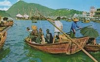 Shampans in Aberdeen Hong Kong Asia Boat Vintage Postcard