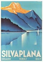 Silvaplana Engadin Surlej Verkehrsverein 1934 Switzerland Poster Postcard