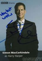 Simon MacCorkindale as Harry Harper Casualty RARE Hand Signed Cast Card & MORE
