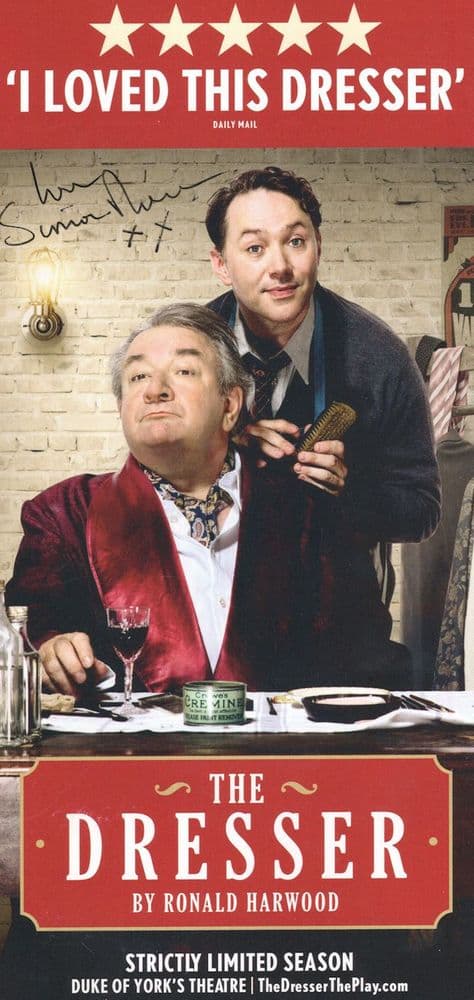 Simon Rouse of Dr Who The Dresser Rare Hand Signed Theatre Flyer