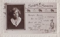 Simple Simon Went A Fishing Real Photo Antique RPC Postcard