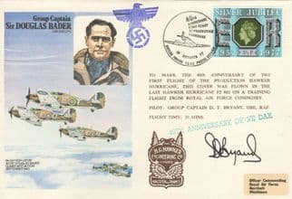 Sir Douglas Bader Swastika Last Hawker Hurricane Flown Hand Signed Military FDC