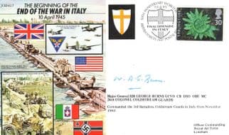 Sir George Burns Coldstream Guards WW2 Italy Military War Hand Signed FDC