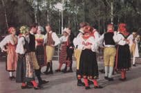 Skansen Folk Dancers Swedish Sweden Vintage Rare Postcard
