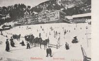 Skiing At Adelboden Grand Hotel Rare Switzerland Old Postcard
