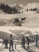 Skiing at Bahnenmoos Pass Adelboden 2x Switzerland Ski Postcard s