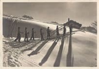 Skiing Group Federation Des Eclaireuses Suisse Swiss Skiing Old Postcard