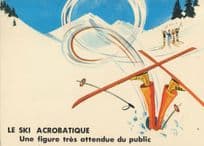 Skiing Ski Jump Accident Comic French Winter Sports Postcard