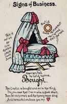 Solid Gold Honeymoon Cradle Bed Songcard Antique Postcard