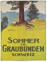 Sommer In Graubunden Switzerland Verkehrsburo Chur Poster Postcard