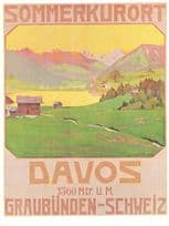 Sommerkurort Davos in WW1 Graubunden Schweiz Switzerland Travel Postcard