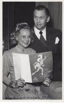 Sonja Henie Norwegian Ice Skater With Husband Old RPC Postcard