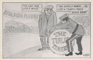 Spalding Flower Parade Tulip Drummer Band Musician Comic Postcard