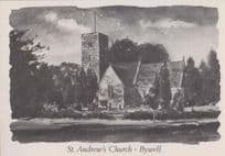 St Andrews Church Bywell Artist Painting Postcard