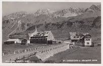 St Christoph Church Arlberg Swiss Real Photo Postcard & Official Old Stamp Frank