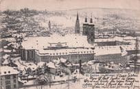 St Gallen In Winter Christmas Snow Switzerland Old Postcard